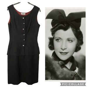 Irene Saltern 1950’s VTG Hollywood Designer Chic Brown Button Down Dress SZ S